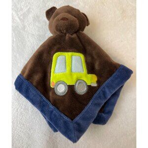 Tiddliwinks Brown Bear Lovey Navy Trim Neon Green Car Security baby